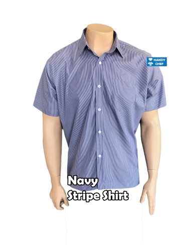Café navy stripe shirts, restaurant hospitality blue polo attire
