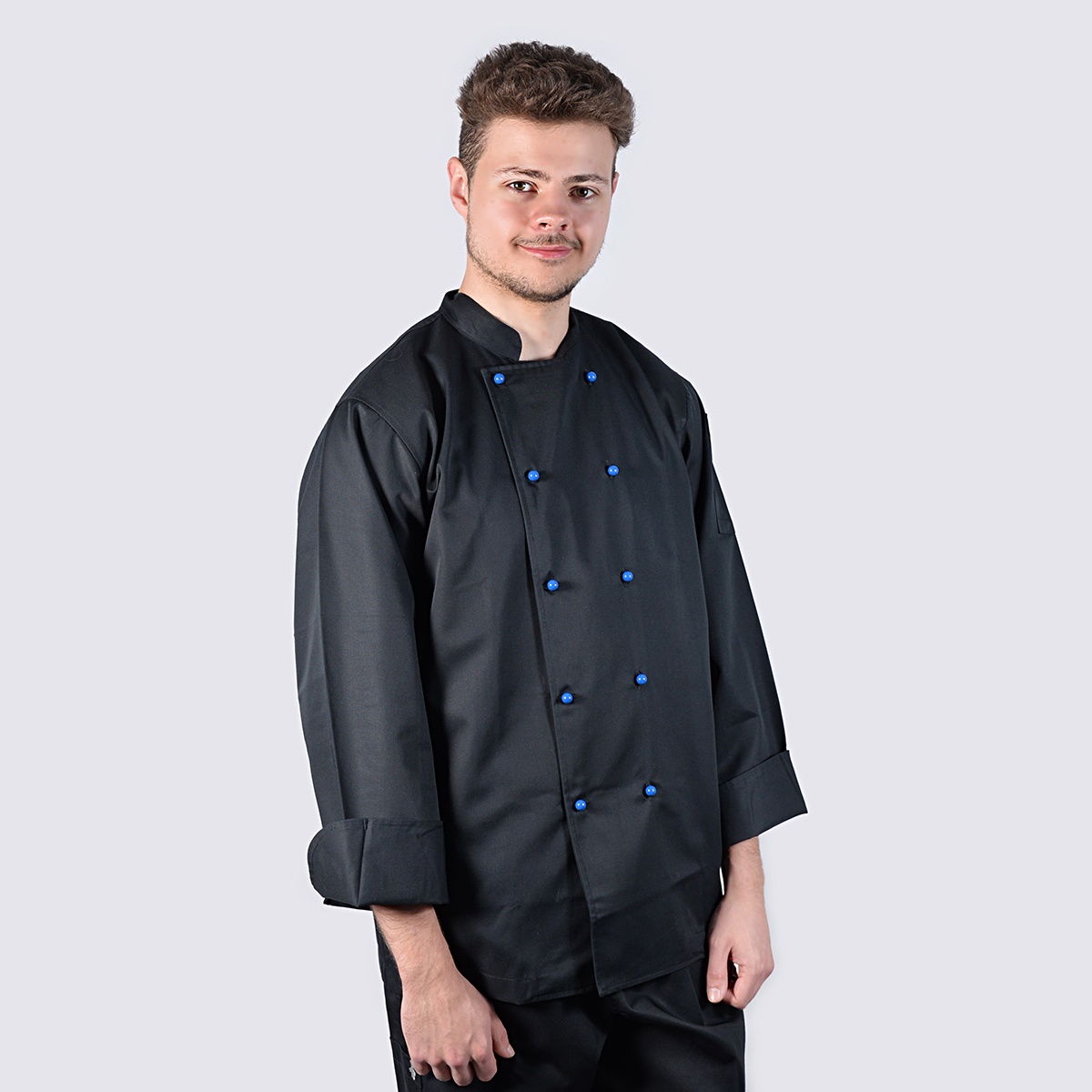 Black Jackets Long Sleeves with Blue Coloured Button