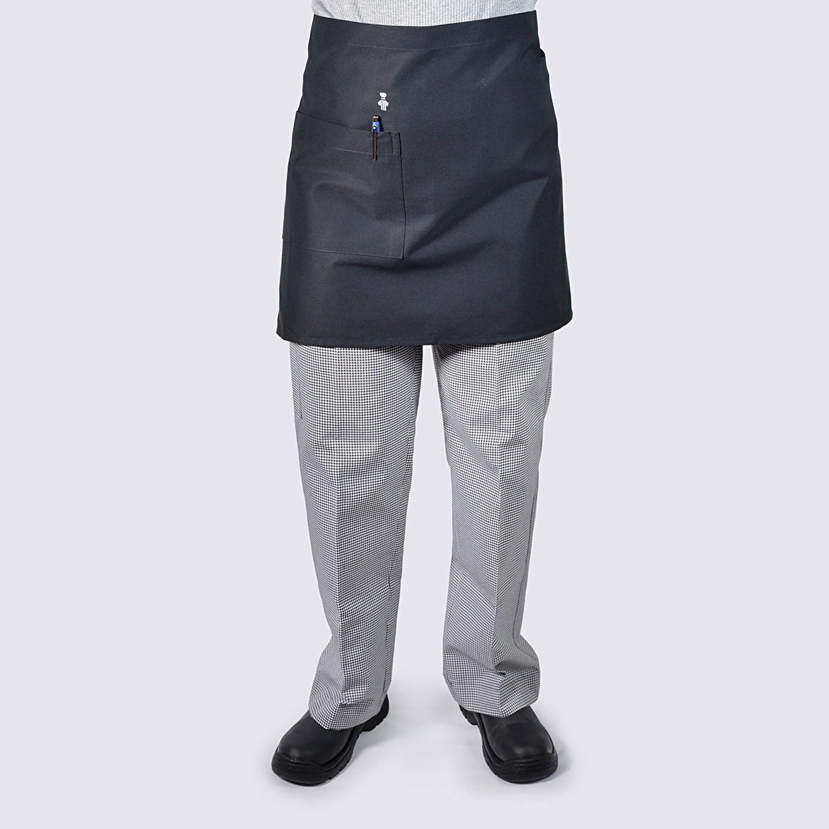 Bistro Chef Aprons with Pocket- Half - Black - Short