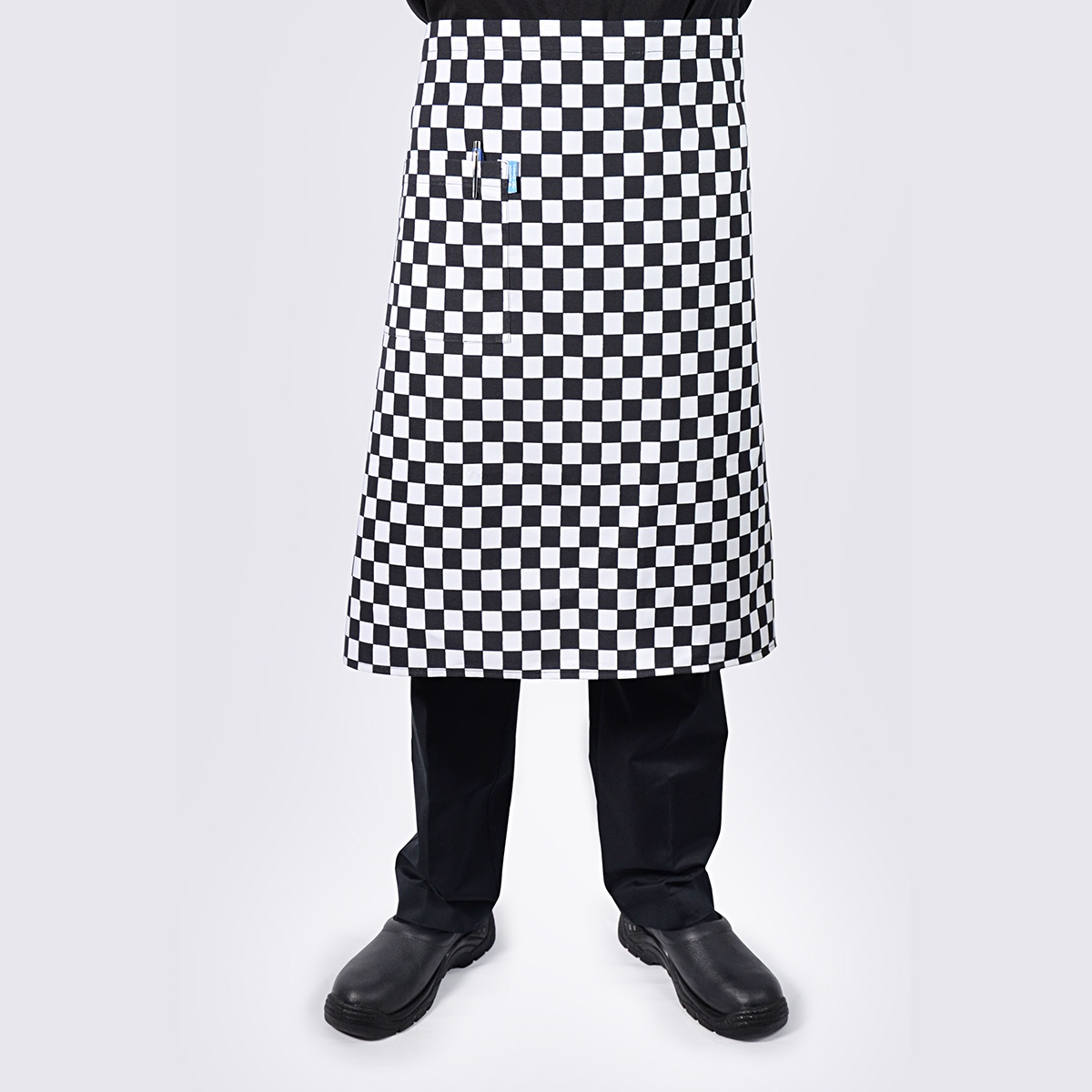 B&W Checkered 3/4 Aprons with Pocket