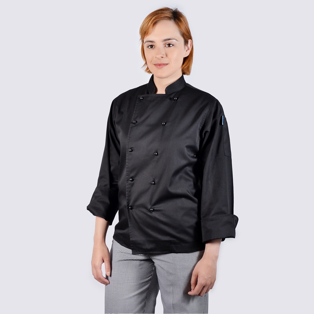 chef jackets black long sleeve with black buttons