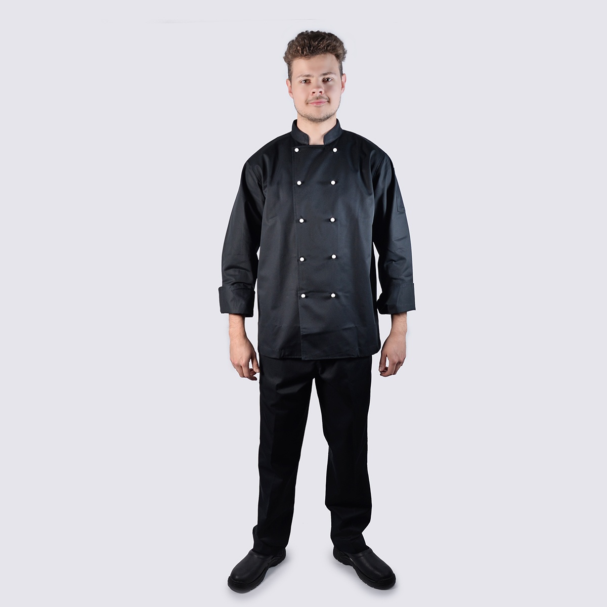 Chef Jacket Black Long Sleeve + Black Pant
