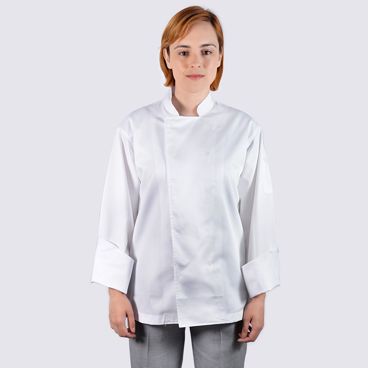chef jackets white long sleeve wth stud buttons