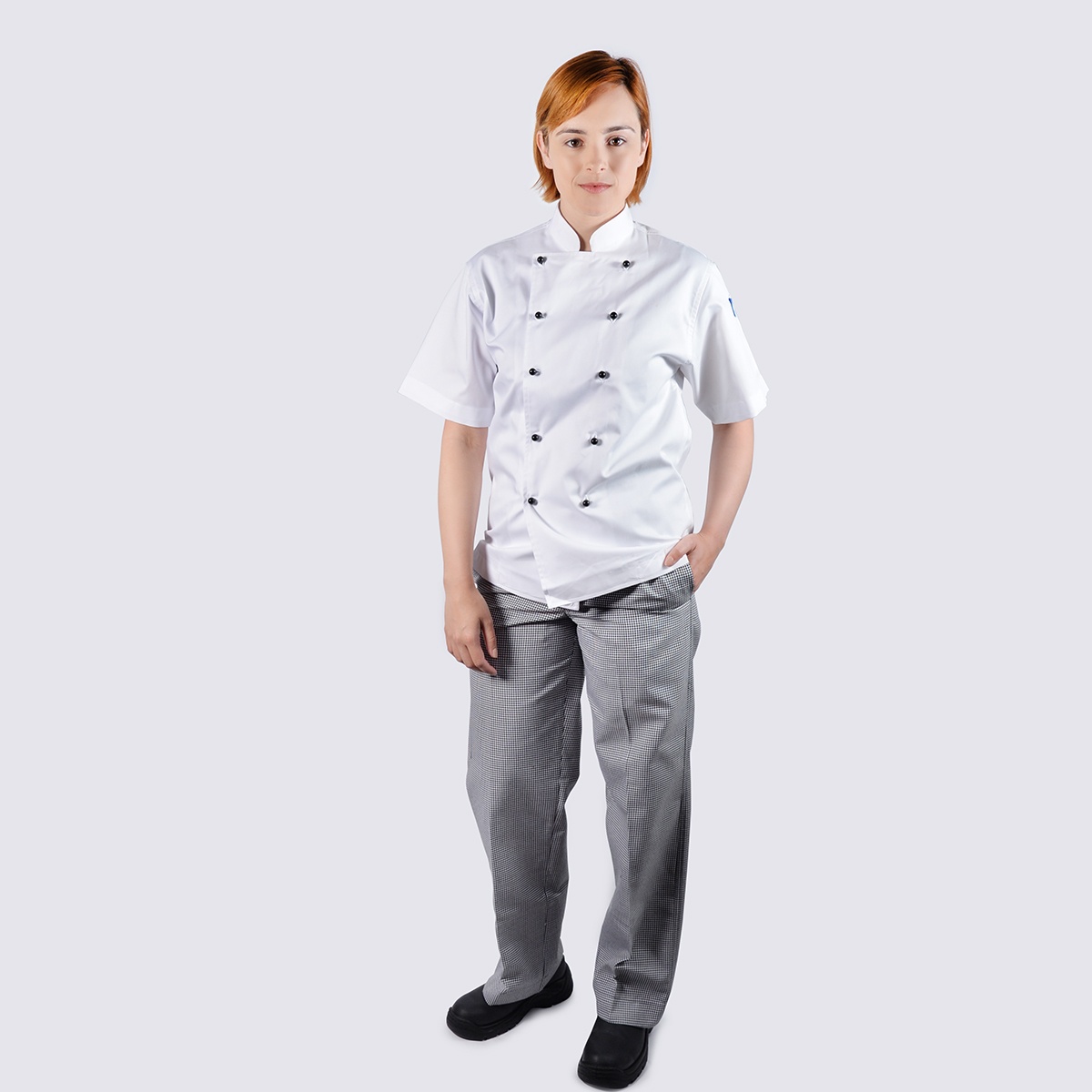 Chef Jacket White Short Sleeve and Checkered Pant Set