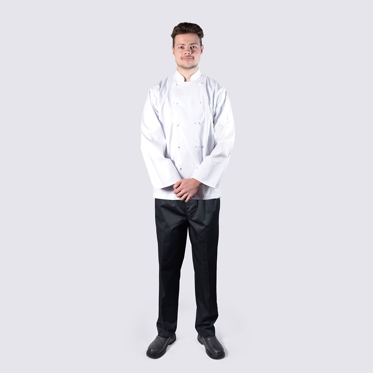 Chef Jacket White Long Sleeve + Black Pant