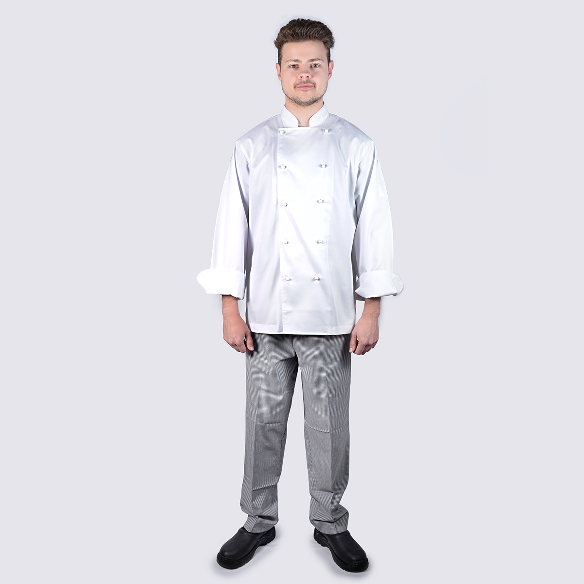 Chef Jacket White Long Sleeve and Checkered Pant