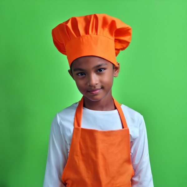 Kids Chef Orange Apron and Chef Hat