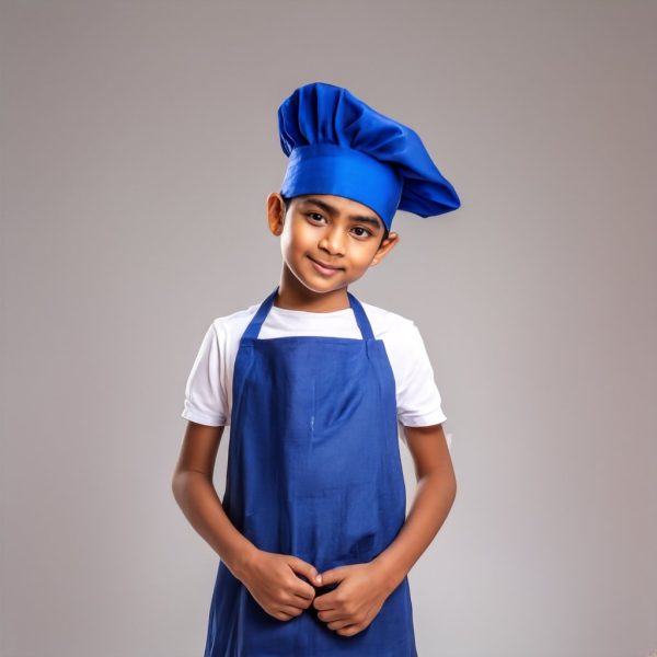 Kids Junior Chef Royal Blue Apron and Hat