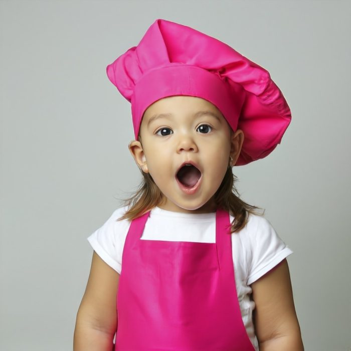 Kids Junior Chef Pink Apron and hat