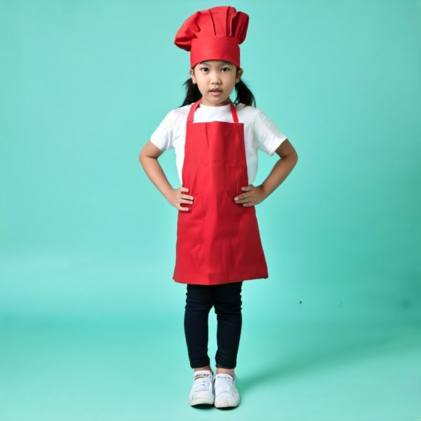 Kids Chef Red Apron and Chef Hat